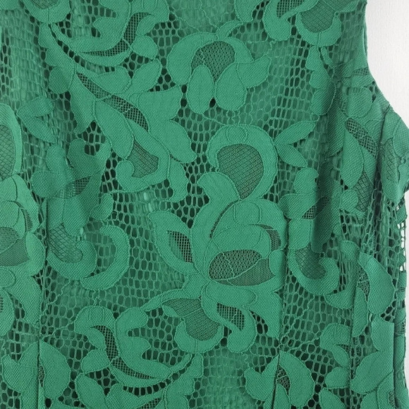 New York & Company Eva Mendes Emerald Green Sleeeless Lace 4 Aline Dress - Picture 5 of 11